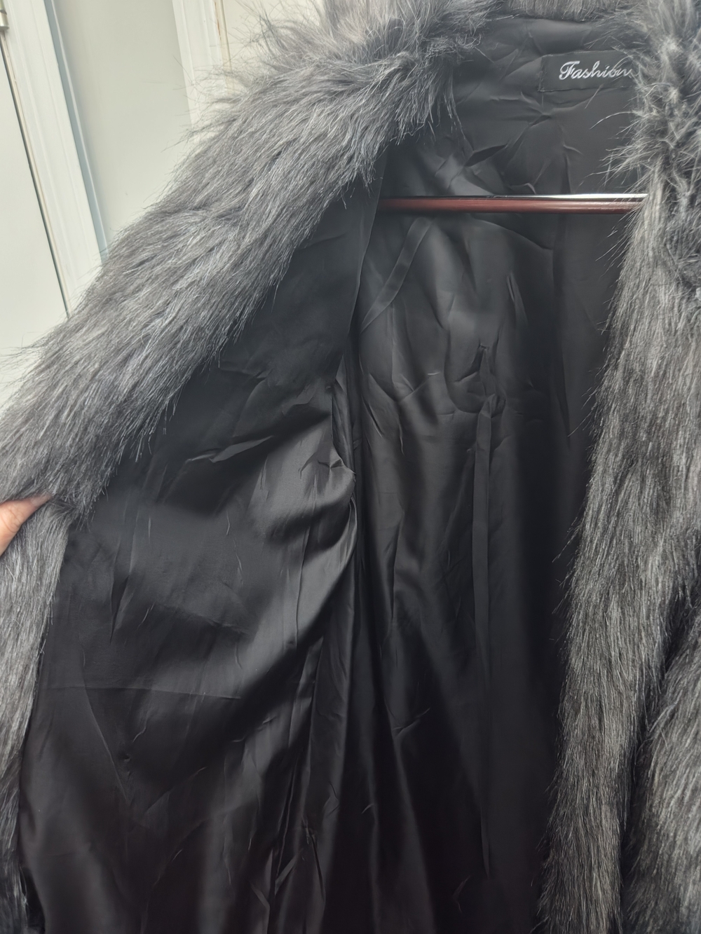 Fashion Nova Gray Faux Fur Teddy Coat - Picture 4 of 8